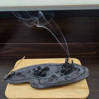 Lư gốm | Thác khói | Màu đen | Thuyền núi phong cảnh photo 1