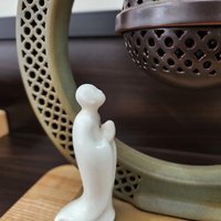 "Ceramic censer| black color | white jade statue with LED light photo 3