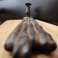 Ceramic censer| black color | bamboo boat with wanderer figure photo 2