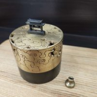 Copper censer | intricate carvings | Torii gate motif | comes with 1 coppergourd photo 1