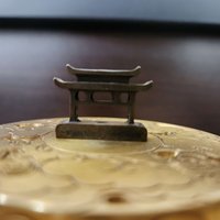 Copper censer | intricate carvings | Torii gate motif | comes with 1 coppergourd photo 3