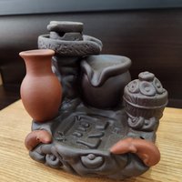 Ceramic censer | backflow smoke | Tall earthenware-style censer | Come with a rustic mortar-and-pestle design photo 2