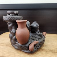 Ceramic censer | backflow smoke | Tall earthenware-style censer | Come with a rustic mortar-and-pestle design photo 4