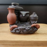 Ceramic censer | backflow smoke | Tall earthenware-style censer | Come with a rustic mortar-and-pestle design
