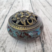 Ceramic censer | Various decorative patterns | Metal lid | Comes with 1 bronze gourd photo 7