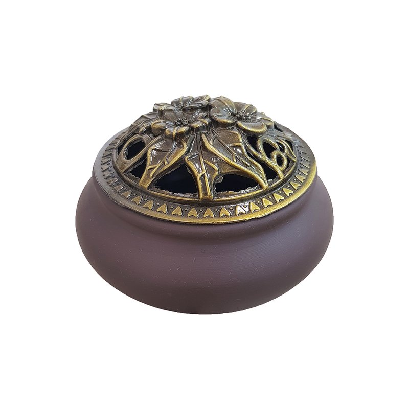 Ceramic censer | Various decorative patterns | Metal lid | Comes with 1 bronze gourd