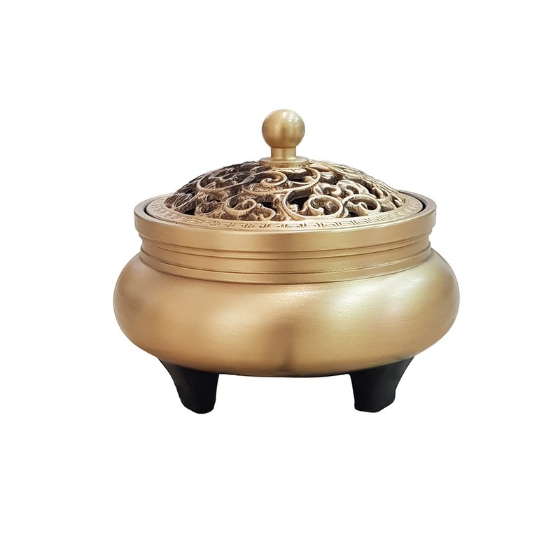Copper censer | Plain design without patterns | Three-legged Copper censer | Comes with 1 copper gourd