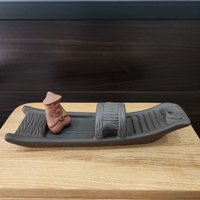Ceramic censer | Smoke waterfall | Black | Boat and old helmsman