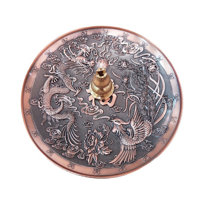 Alloy | Dragon–Phoenix censer with various patterns | Comes with 1 copper gourd