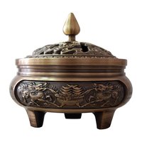 Copper censer | Intricate carved patterns | Three-Legged Design | Comes with 1 copper gourd holder photo 1
