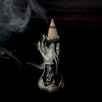 Copper censer | Guanyin in meditation design | Suitable for backflow incense cones photo 3