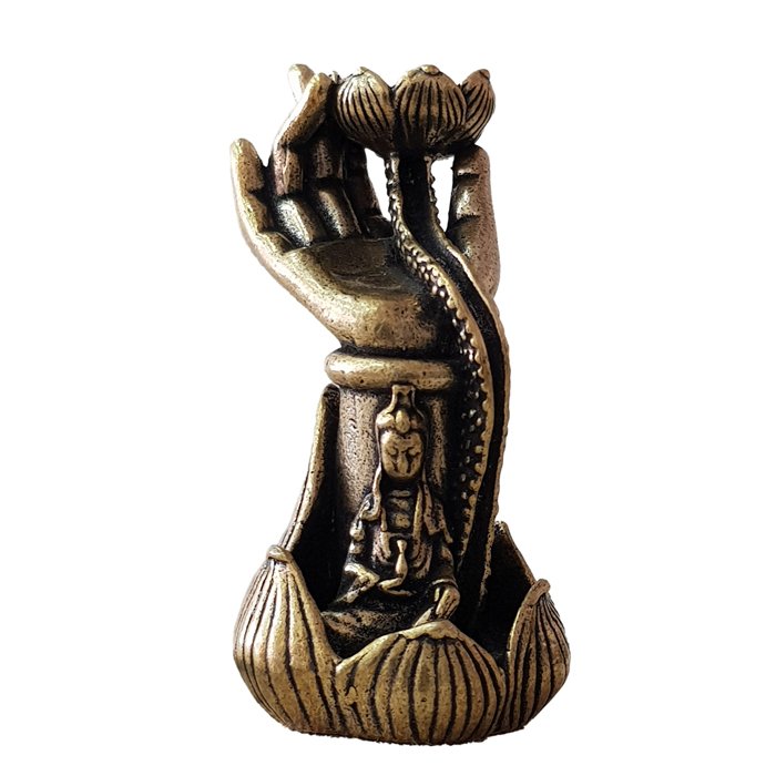 Copper censer | Guanyin in meditation design | Suitable for backflow incense cones