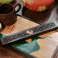 Wooden censer | Censer for incense 20cm | Ironwood | Exquisite Carved Patterns | Includes Fireproof Felt Pad