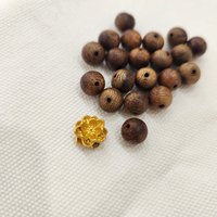 21-Bead Agarwood Bracelet for Women - paired with a 24K gold lotus charm, carrying a wish of peace for a loved one photo 2