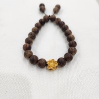 21-Bead Agarwood Bracelet for Women - paired with a 24K gold lotus charm, carrying a wish of peace for a loved one photo 10