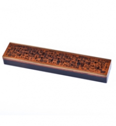 Khay gỗ chữ nhật cao cấp nắp trượt lớn – màu đen và nâu gỗ điểm nhấn viền mạ vàng – nhiều hoa văn